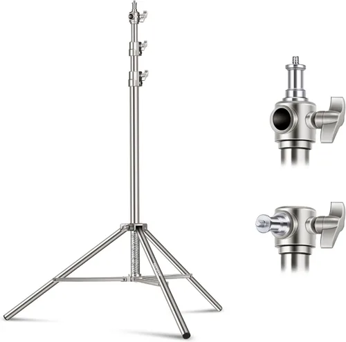 Vista 11 de NEEWER Soporte de Luz Mejorado de 75"/190cm de Acero Inoxidable con Resorte, Trípode de Fotografía Plegable con Juntas de Tubo Más Resistentes