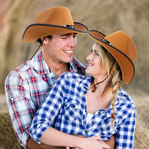 Vista 5 de Fun Central Classic Studded Cowboy Hat – Stylish Studded Western Hat, Size 7 1/8 for Men & Women