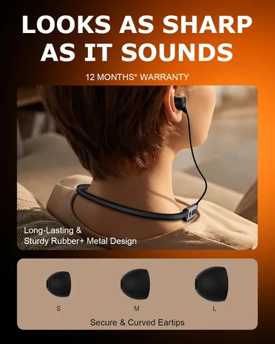 Vista 10 de Auriculares Bluetooth con banda para el cuello con auriculares inalámbricos