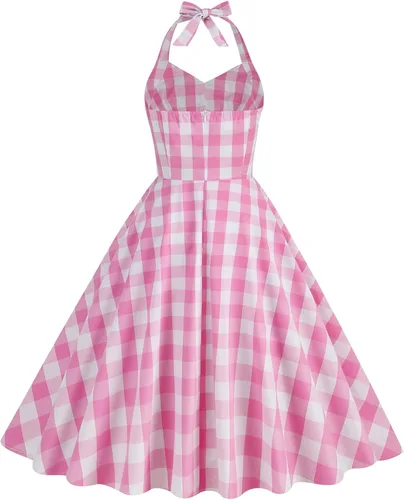 Vista 3 de Vestido de cosplay retro de la princesa Rockabilly de los años 50 para mujer con diseño floral de Audrey Hepburn. Vestido de fiesta de los años 50