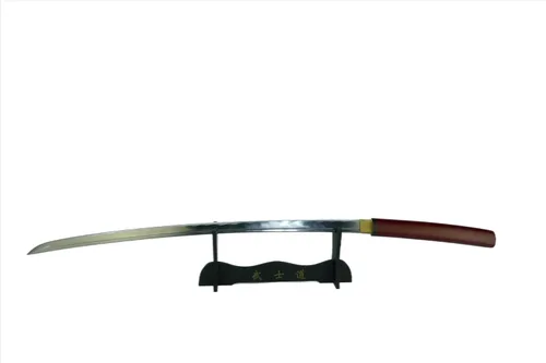 Vista 9 de MAKOTO Handmade Sharp Samurai Shirasaya Sword Wooden Scabbard Saya Borgoña mate.