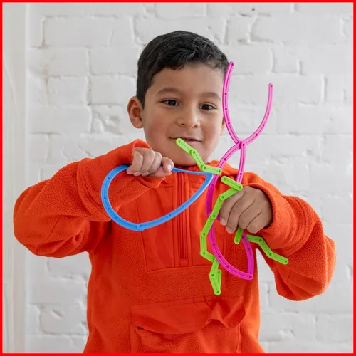 Vista 2 de Ventaja para aprendizaje 21365 Junior Geostix, Grado: Jardín de infantes hasta 5, Plástico. 200 palos de construcción multicolores, 30 tarjetas