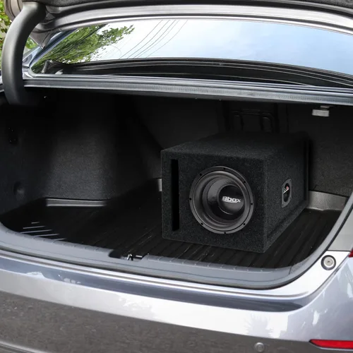 Vista 6 de Atrend 8 pulgadas Caja de altavoz de subwoofer para coche con ventilación y alfombrado - Mejora la calidad del audio, el sonido y el bajo