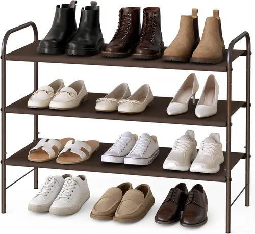 Vista 13 de Simple Houseware - Organizador de almacenamiento de 2 niveles, 12 pares, bronce