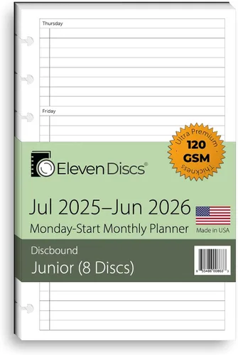 Vista 8 de Eleven Discs Papel Discbound, Hojas de Cuadrícula de Puntos Tamaño Junior - Repuestos Premium de 120gsm Peso Pesado para Cuaderno y Planificador - 8