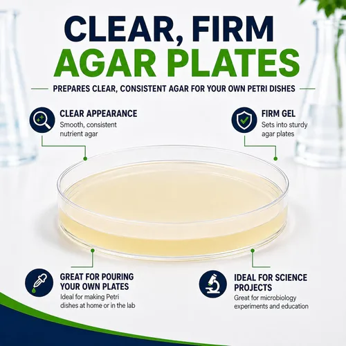 Vista 4 de Polvo de agar nutritivo de 3.53 oz – Evviva Sciences – Hace más de 150 a 200 platos de agar Petri – Fácil de usar – Grandes proyectos de feria