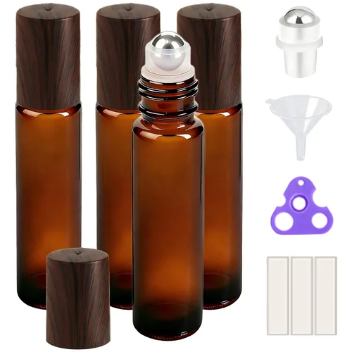 Vista 44 de PrettyCare 6 piezas, botellas roll-on de 10 ml para aceites esenciales con bola de rodillo de acero inoxidable - Botellas rellenables a prueba