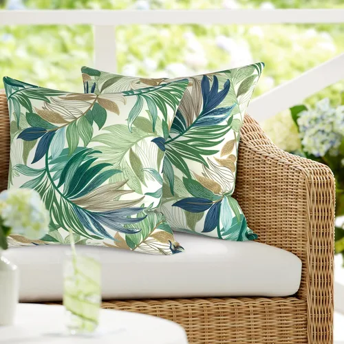 Vista 50 de DYTXIII Paquete de 2 almohadas lumbares impermeables para exteriores con rellenos, 12 x 20 pulgadas, almohada decorativa rectangular para patio