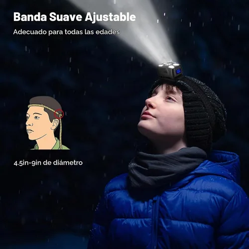 Vista 7 de Elmchee Paquete de 2 faros recargables de 2500 lúmenes, 5 LED brillantes, 7 modos de sensor de movimiento ajustable, linterna de cabeza impermeable