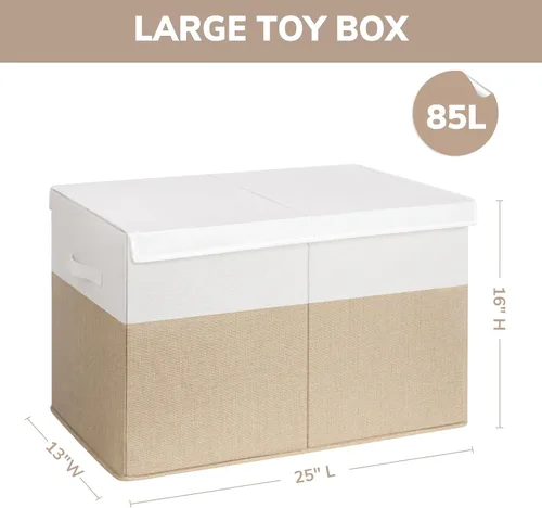 Vista 4 de INDRESSME Caja de juguetes de 25 x 13 x 16 pulgadas, organizador de almacenamiento de juguetes con tapa, plegable, resistente, contenedor