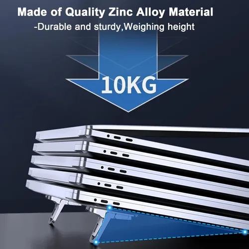 Vista 4 de Mini soporte portátil para teclado de computadora de escritorio, elevador de teclado de aleación de zinc con 2 ángulos ajustables, elevador plegable