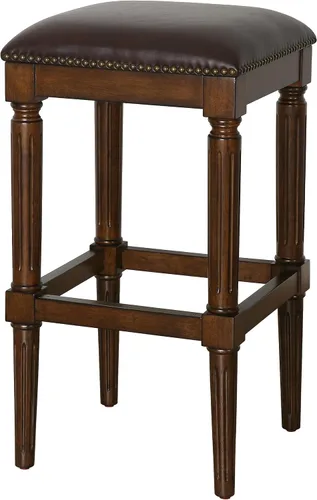 Vista 7 de New Ridge Home Goods Manchester - Taburete cuadrado de 27 pulgadas de alto, nogal envejecido