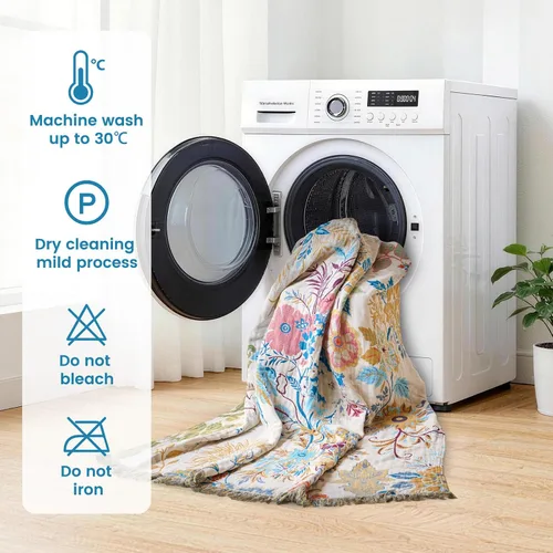 Vista 129 de MSGKV - Manta bohemia/primaveral de algodón para sofá y sala de estar, de gasa acogedora, de 50 x 60 pulgadas 50"x60" Cotton Throw, Woven Bird