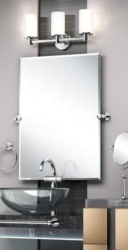 Vista 5 de Gatco 4689SM - Espejo rectangular sin marco de 24 pulgadas, cromado/montado en la pared, biselado sin marco, espejo de tocador de baño con soportes