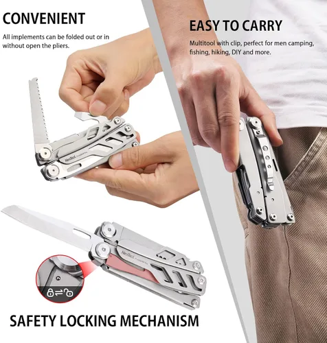 Vista 2 de NexTool Flagship Pro Multiherramienta, cuchillo plegable con bloqueo de seguridad, multiherramienta EDC con cuchillo de bolsillo, tijeras
