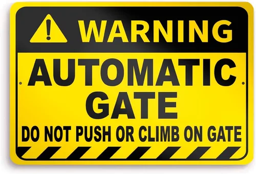Vista 7 de Automatic Gate Push Button to Open Warning Sign Aluminum 12x8 inch, Farm Yard Outdoor Gate Sturdy Safety Notice High Visibility