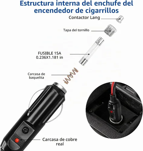 Vista 2 de YACSEJAO 10FT/3M SAE a encendedor de cigarrillos enchufe con cable