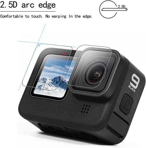 Vista 3 de [9 piezas] Protector de pantalla para GoPro Hero 12 11 10 9 negro, 9 piezas de vidrio templado protector de pantalla Len