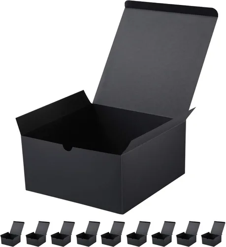 Vista 9 de JINMING 10 cajas de regalo 6x6x4 pulgadas, cajas de regalo mate negras a granel para el Día de la Madre, el Día del Padre, fiesta, cumpleaños, cajas