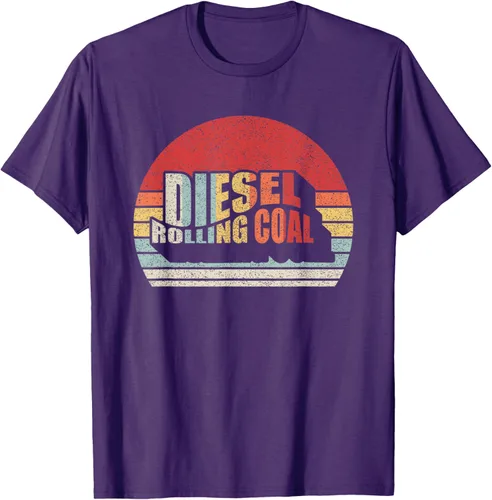 Vista 43 de Camiseta de camión diésel con motor diésel retro y divertido de carbón, Negro