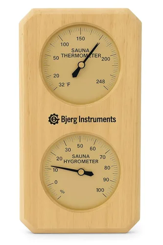 Termómetro e higrómetro de sauna – Medidor analógico de temperatura y humedad 2 en 1 para interiores con marco de madera de pino, para salas de