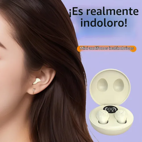 Vista 3 de Mini auriculares invisibles pequeños para canales auditivos pequeños, para dormir, trabajar Beige