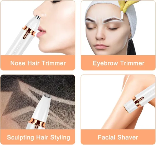 Vista 4 de Hicdaw Maquinillas de afeitar eléctricas para mujer, 4 en 1, recortadora de bikini de pelo púbico, afeitadoras faciales para la nariz, recortadora