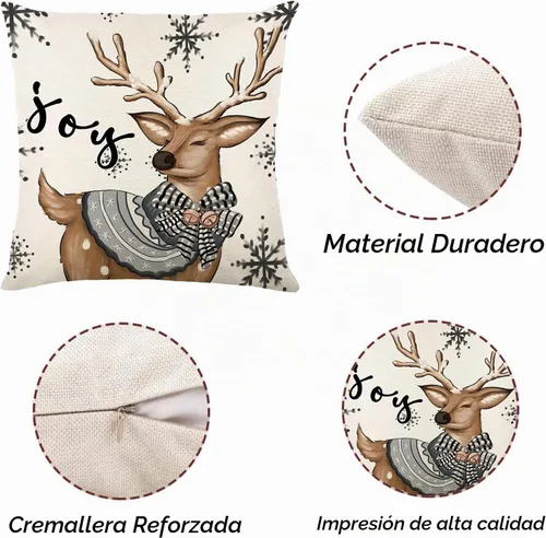Vista 2 de ONFAON Decoraciones de Navidad - Fundas de almohada de Navidad 18x18, juego de 4, decoración navideña para sofá, sofá cama, cojín, decoraciones