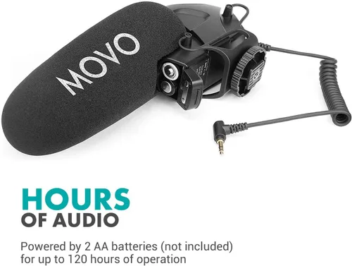 Vista 5 de Movo VXR3031 Micrófono de escopeta – Micrófono supercardioide en cámara con filtro de paso alto de 2 pasos, control de nivel de audio de 3 etapas