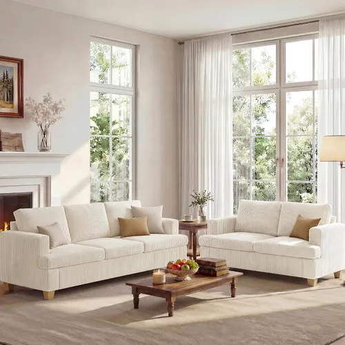 Vista 24 de Apicizon Cloud Couches Juegos de Muebles para Sala de Estar, Juego de Sofá Loveseat de 2 Plazas y Sofá de 3 Plazas para Dormitorio, Cómodo Sofá Cama