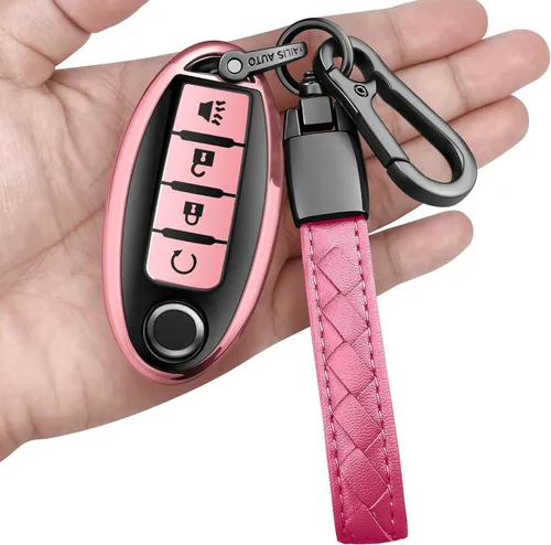 Vista 9 de Compatible con Nissan Funda para Llavero con Llavero de Cuero, Funda de Carcasa de Llave de TPU Suave Compatible con Llave Remota Inteligente