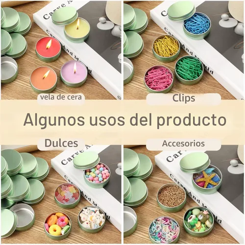 Vista 6 de Paquete de 48 tarros de aluminio de 1 oz, latas de salvamento versátiles pequeños de 1 onza con tapas, lata de metal para bálsamos, especias