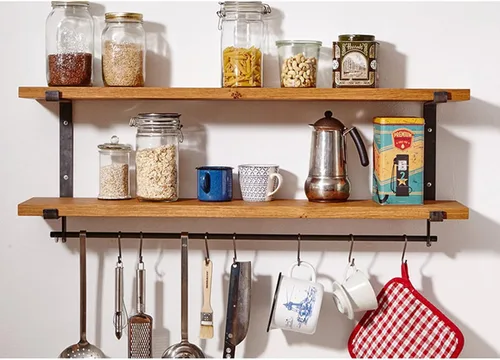 Vista 3 de Drsyffsup Estante de pared para cacerola colgante para utensilios de cocina, 23.6 in/31.5 in/35.4 in/39.4 in/47.2 in, estantes organizadores