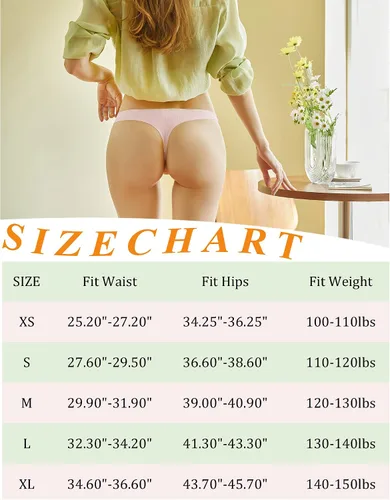 Vista 5 de FINETOO Tangas sin costuras para mujer tangas invisibles suaves acanaladas ropa interior sexy para mujer paquete de 6 XS-XL