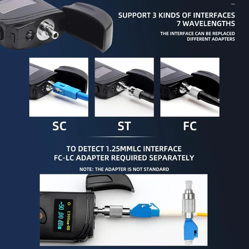 Vista 3 de FTTH Mini Clamshell Probador de cables de fibra Medidor de potencia óptica KTM50 Rango de medición de potencia -50 ~ + 20 dBm