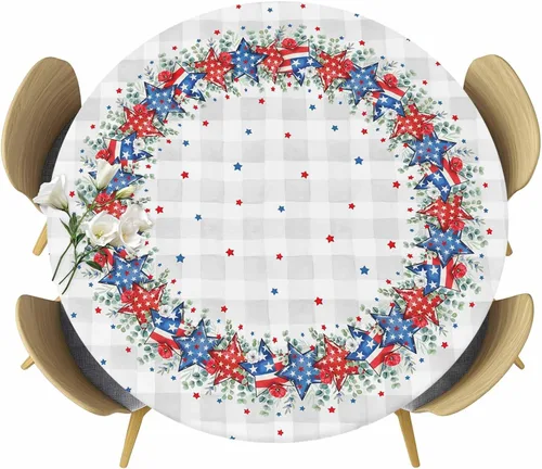 Vista 10 de Mantel redondo ajustable con flores silvestres botánicas, manteles elásticos impermeables para interiores y exteriores, mantel elástico para cena