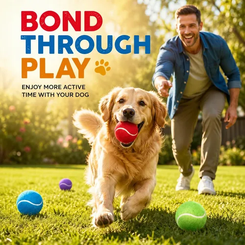 Vista 6 de Yunsailing 15 pelotas de tenis para perros de 2.4 pulgadas, bolas de juguete de colores brillantes, juguete de entrenamiento para mascotas
