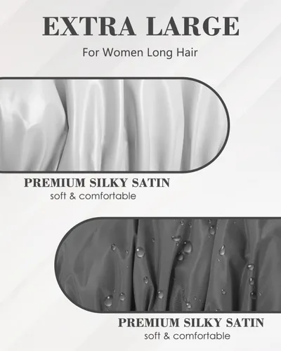 Vista 2 de Aquior Gorro de ducha reutilizable para mujeres, hombres, gorra de pelo impermeable, tamaño grande para cabello largo, trenzas, rizado o corto
