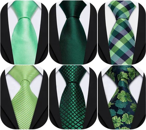 Vista 8 de Barry.Wang Juego de corbatas de seda para hombre, corbatas de boda de seda tejida formal de negocios casual (4/6/8PCS)