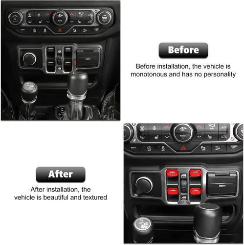 Vista 2 de RT-TCZ - Cubierta decorativa para interruptor de botón de ventana de consola central, accesorios interiores compatibles con Jeep Wrangler JL JLU