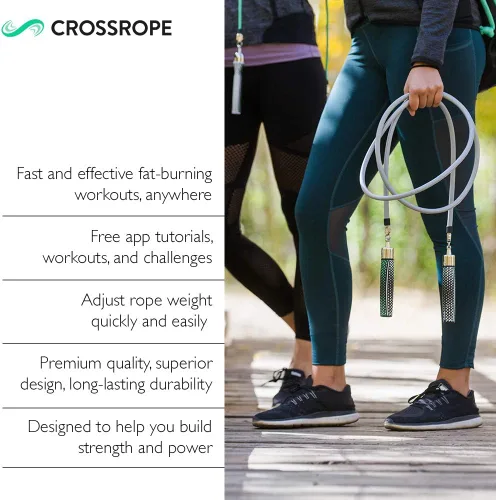 Vista 3 de Crossrope Get Strong Set - Cuerda de saltar con peso - Cuerdas de 1 libra y 2 libras - Mangos de potencia - XL