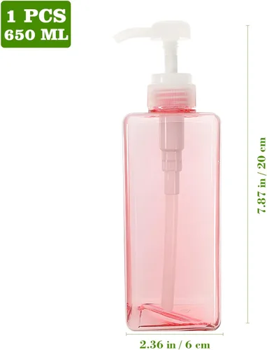 Vista 2 de Zerodeko 1 botella vacía de 22.0 fl oz botella cuadrada con bomba dispensadora de botella recargable para lavado facial champú jabón de manos