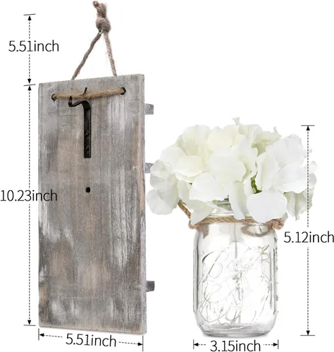 Vista 5 de Lightess SYA11 - Luces de pared con tarro de masón, con control remoto, decoración rústica de pared de dormitorio, aplique colgante a