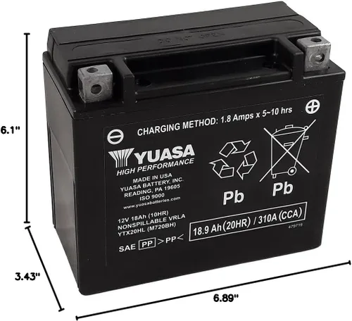 Vista 2 de Yuasa YUAM720BH YTX20HL batería