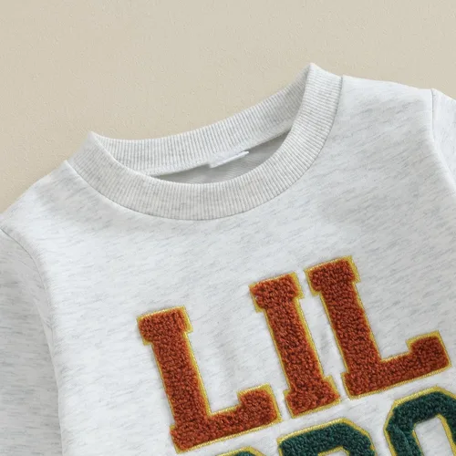 Vista 5 de Conjunto de sudadera bordada para bebé, hermano mayor, hermano pequeño, conjunto de pantalones deportivos