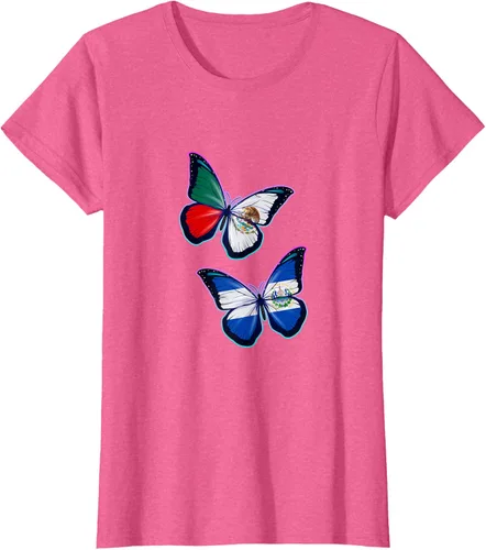 Vista 47 de Raíces biculturales de El Salvador y México. Versión mariposa Camiseta, Negro