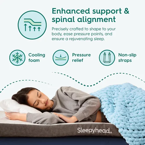 Vista 4 de Sleepyhead - Cubrecolchón matrimonial de 3 pulgadas, de espuma viscoelástica con infusión de gel con funda lavable, esencial para dormitorio