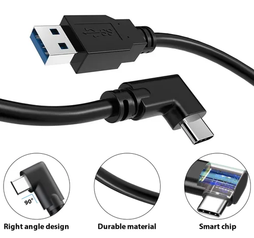 Vista 5 de VakiReyy Cable de enlace de 10 pies para Oculus Quest 2, cable de enlace de transferencia de alta velocidad VR para Quest 2 USB 3.0 a USB C