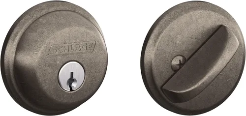 Vista 9 de Schlage Single Cylinder Front Door Deadbolt, Aged Bronze Cerrojo de un solo cilindro con llave exterior y giro en el interior, ajuste universal