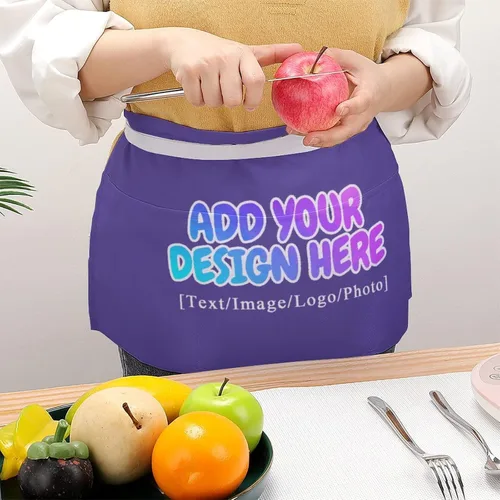 Vista 273 de AXKEUDO Delantal personalizado con bolsillos, delantales de cintura para camarera para cocinar en casa, restaurante, servir trabajo